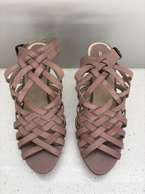 Max Studio Taupe Woven Strappy Heels size 7.5